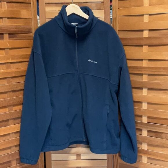 Columbia Blue Fleece Sweatshirt Women XXL Full Zipper Waist Cinch Polyester - Picture 1 of 9